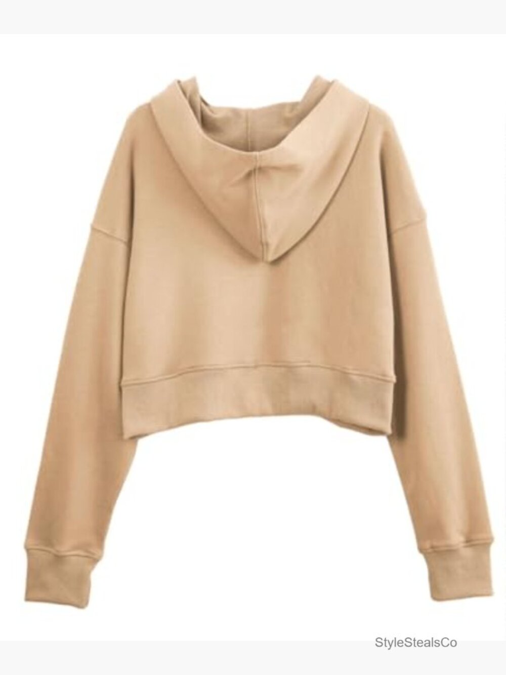 Women's Cropped Hoodie with Hood Long Sleeve Pullover Sweatshirt - Picture 2 of 7